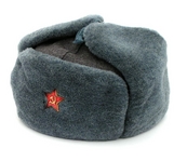 Grey Russian Ushanka hat